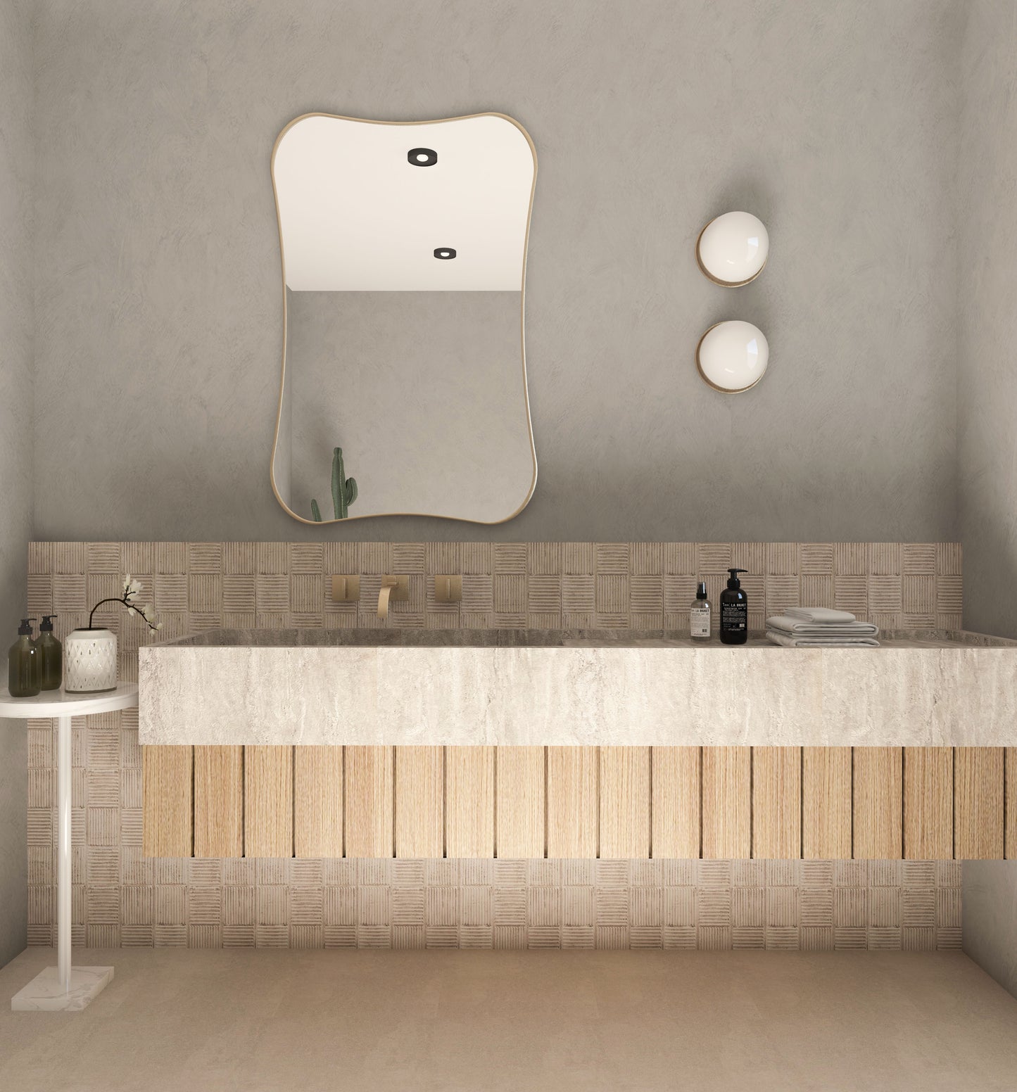 Hasha Italian Style Irregular Asymmetrical Bathroom Wall Mirror