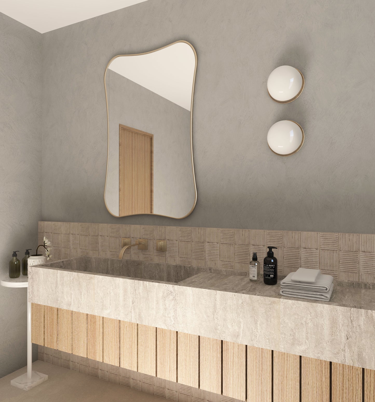 Hasha Italian Style Irregular Asymmetrical Bathroom Wall Mirror