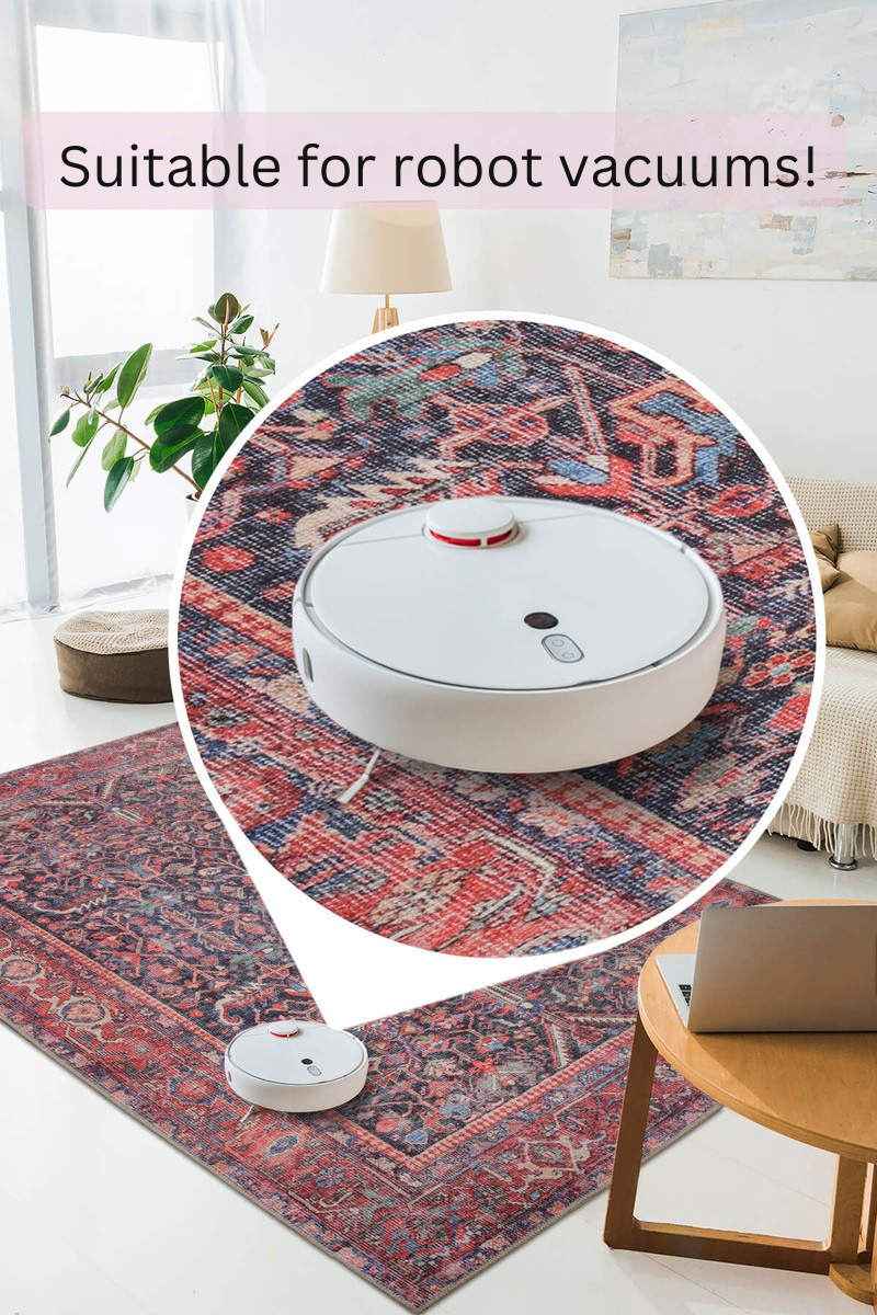 Blues and Red Vintage Rug