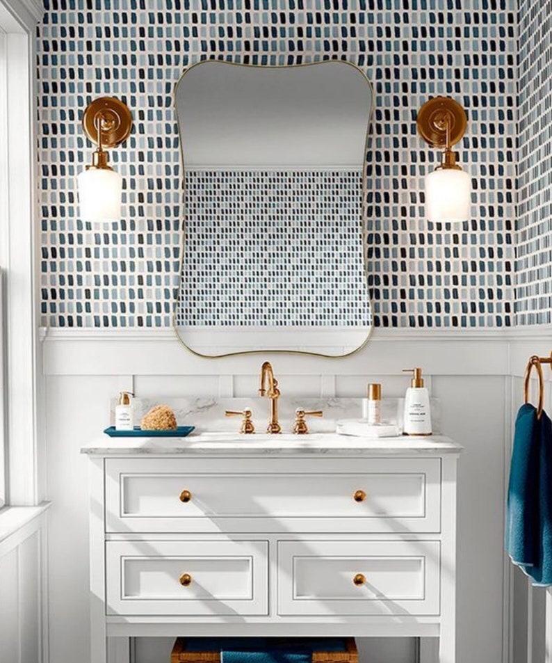 Hasha Italian Style Irregular Asymmetrical Bathroom Wall Mirror