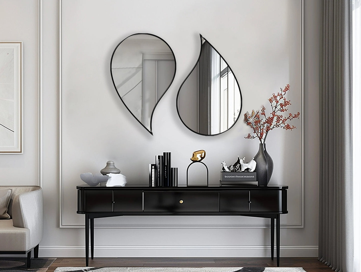 RainDrop Asymmetrical Mirror - Organic Irregular Wall Mirror