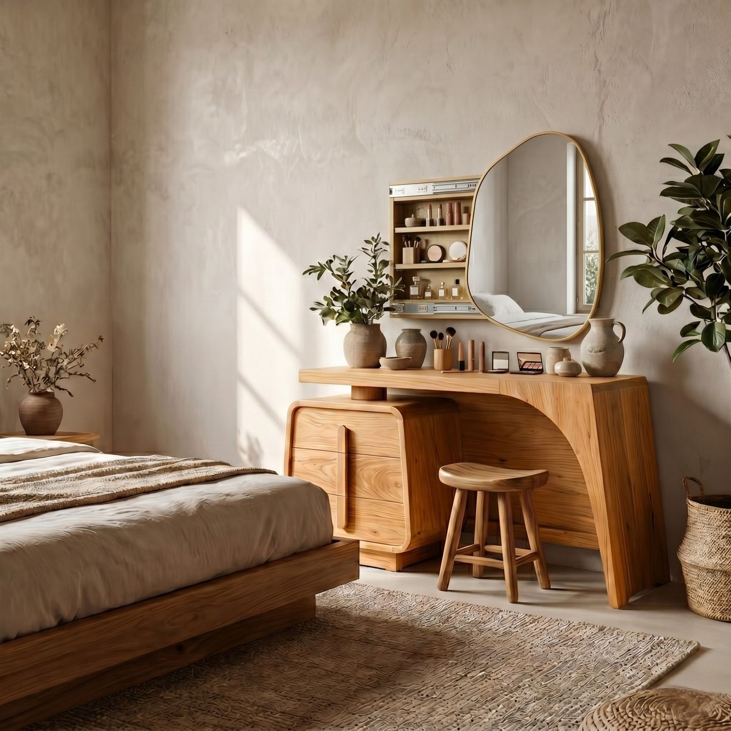 Aura Asymmetrical Mirror with Hidden Storage