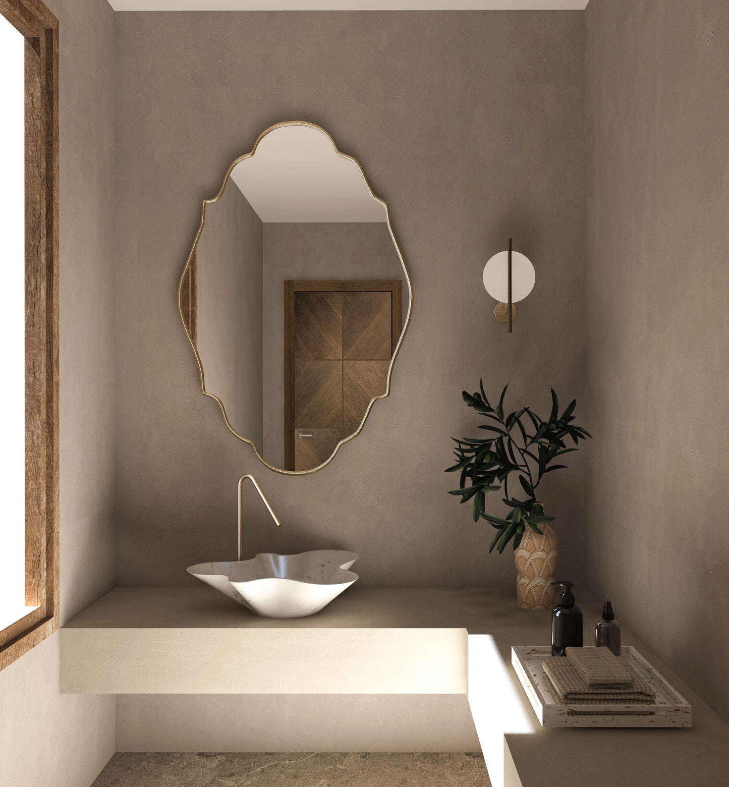 Lycia Asymmetrical Irregular Bedroom and Bathroom Unique Wall Mirror