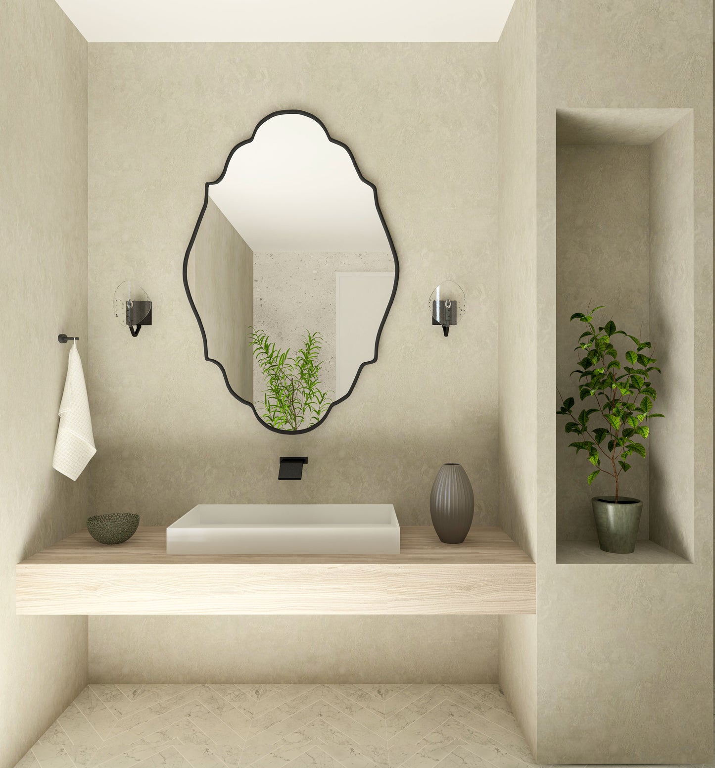 Lycia Asymmetrical Irregular Bedroom and Bathroom Unique Wall Mirror