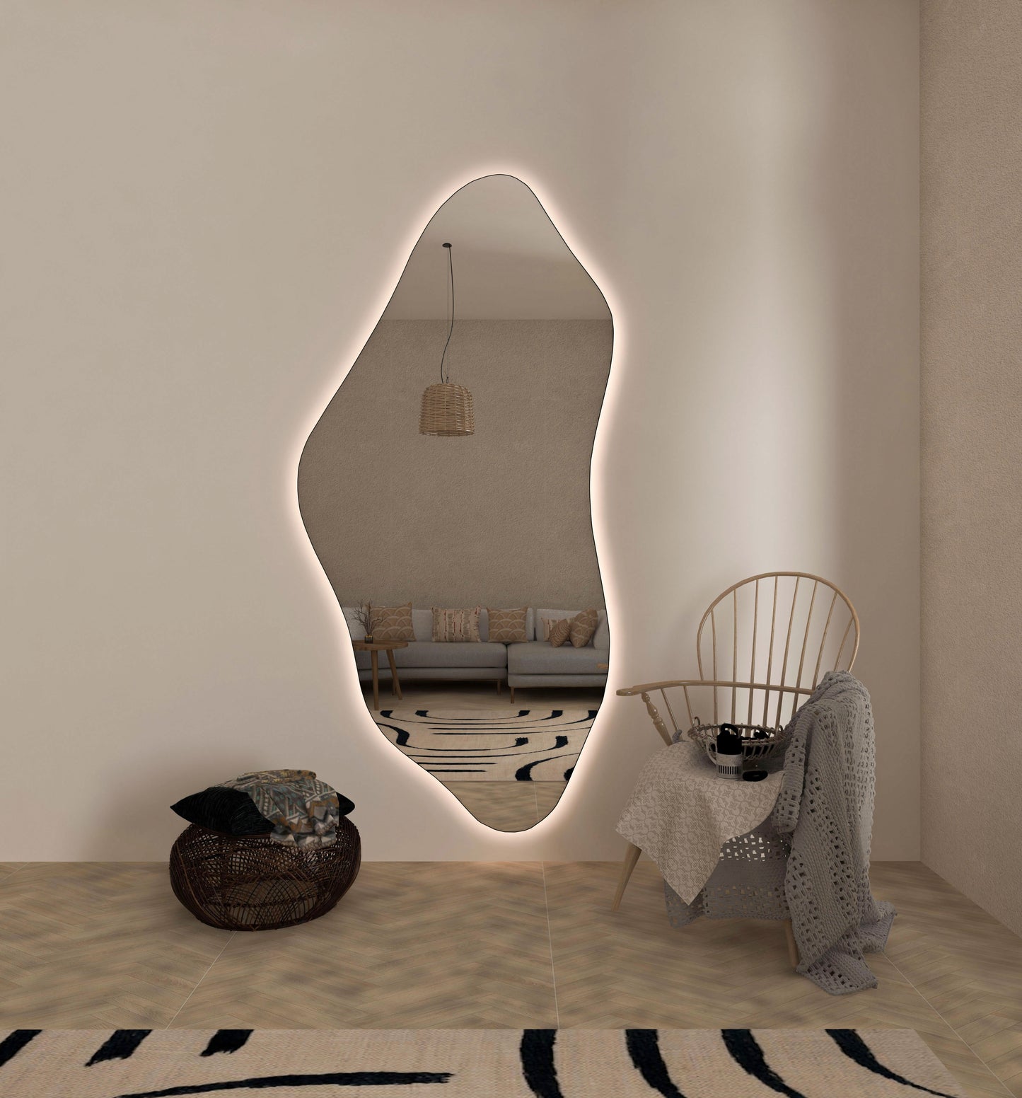 Bilbao Irregular Asymmetrical Bathroom and Bedroom Home Wall Mirror