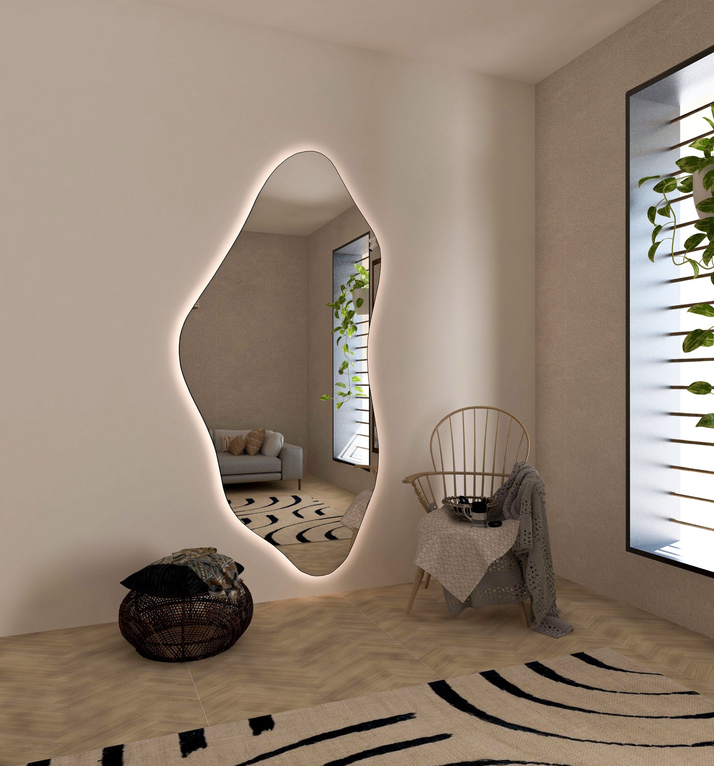 Bilbao Irregular Asymmetrical Bathroom and Bedroom Home Wall Mirror