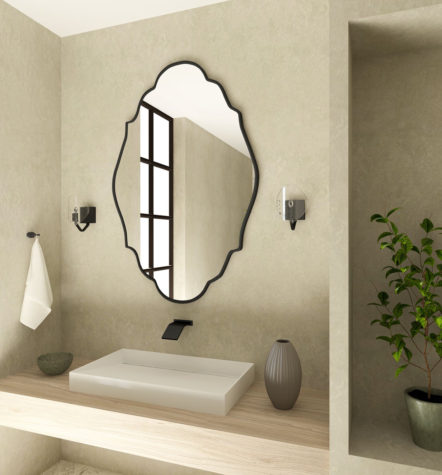 Lycia Asymmetrical Irregular Bedroom and Bathroom Unique Wall Mirror