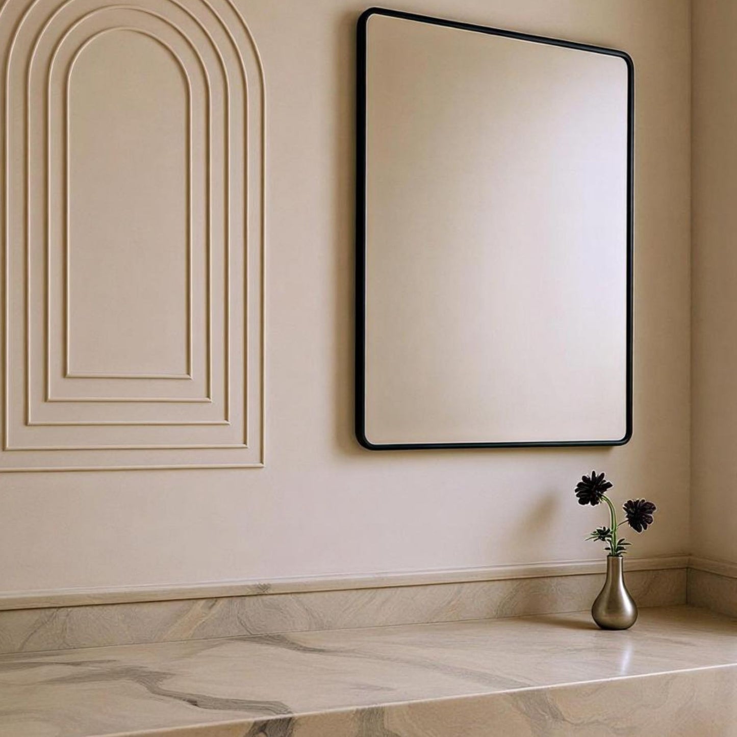 Rectangle Soft Detailed Wall Mirror