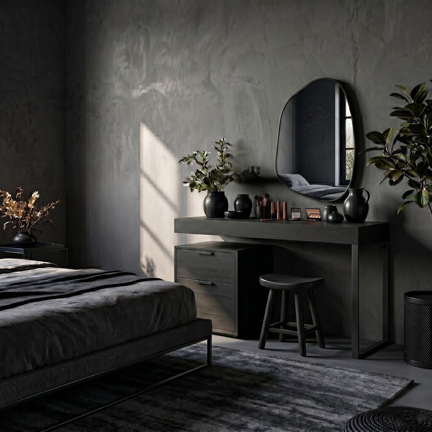 Aura Asymmetrical Mirror with Hidden Storage