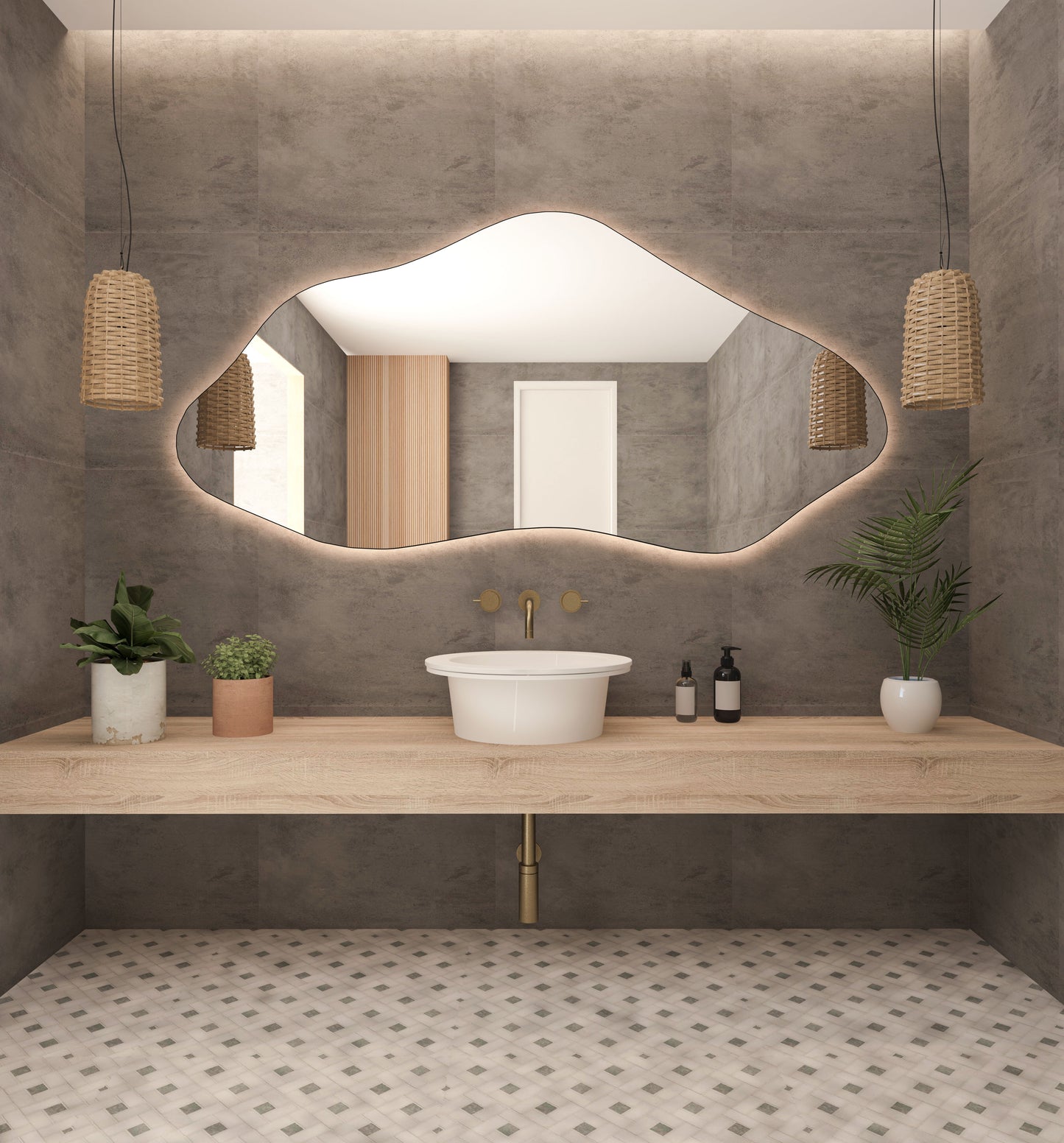 Bilbao Irregular Asymmetrical Bathroom and Bedroom Home Wall Mirror