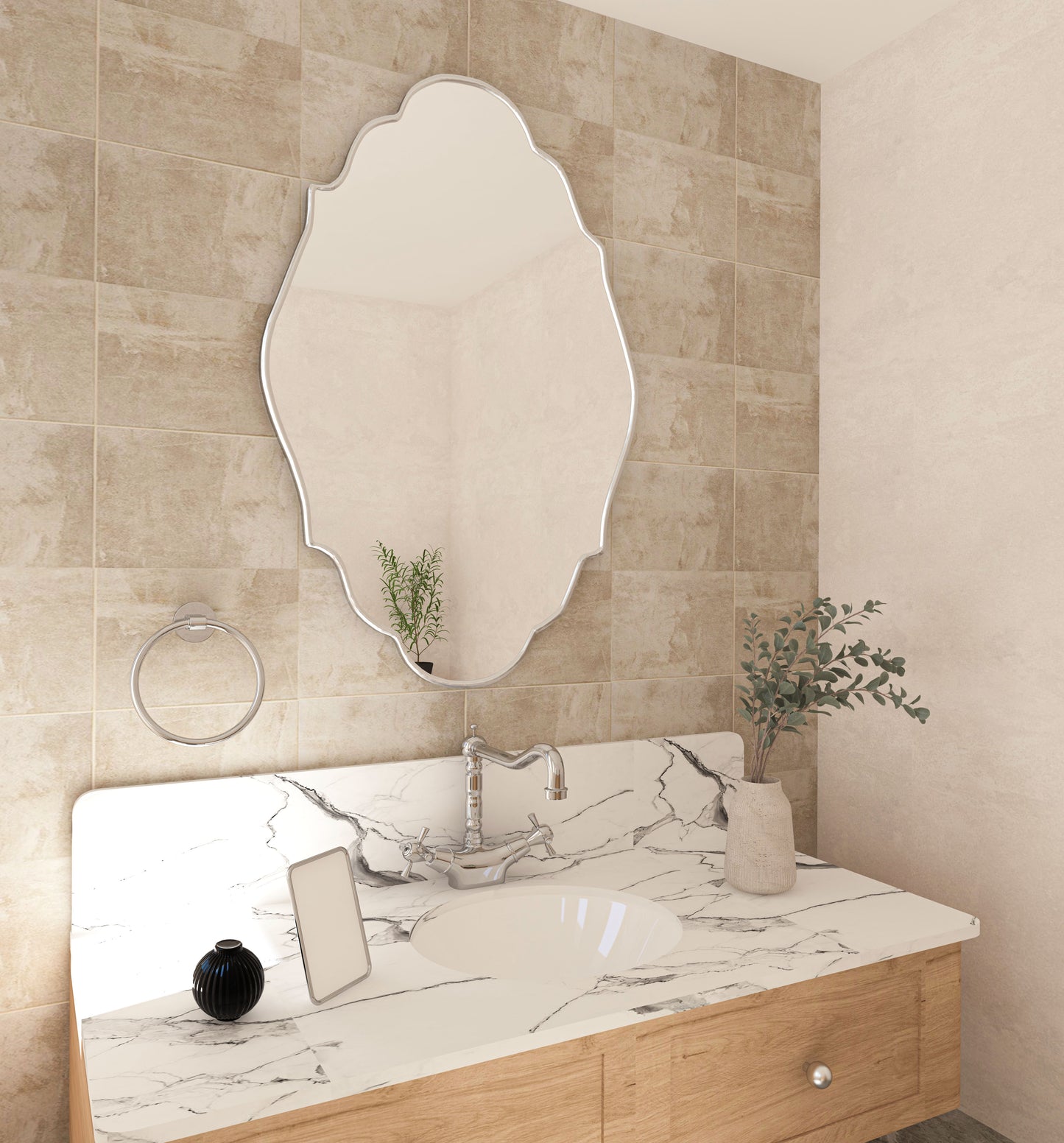 Lycia Asymmetrical Irregular Bedroom and Bathroom Unique Wall Mirror