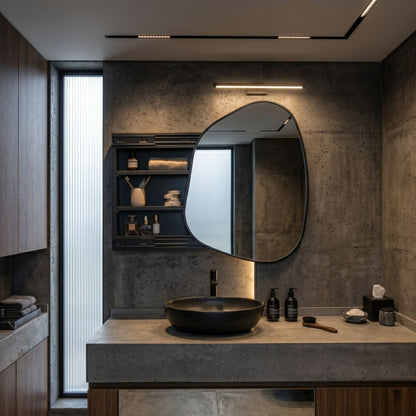 Aura Asymmetrical Mirror with Hidden Storage