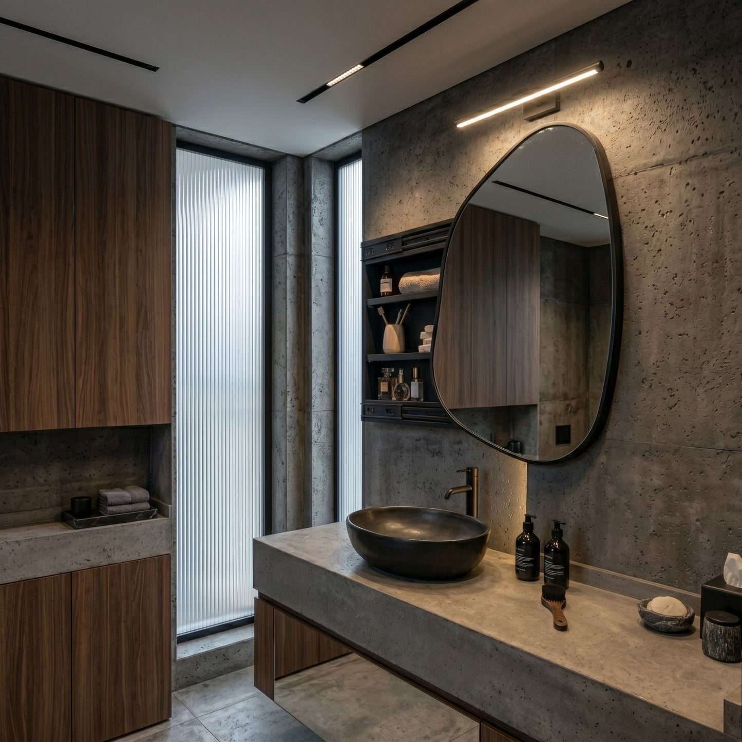 Aura Asymmetrical Mirror with Hidden Storage