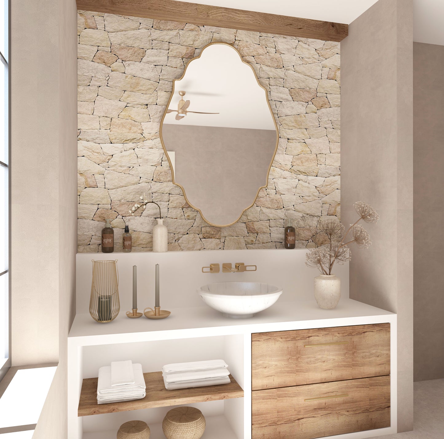 Lycia Asymmetrical Irregular Bedroom and Bathroom Unique Wall Mirror