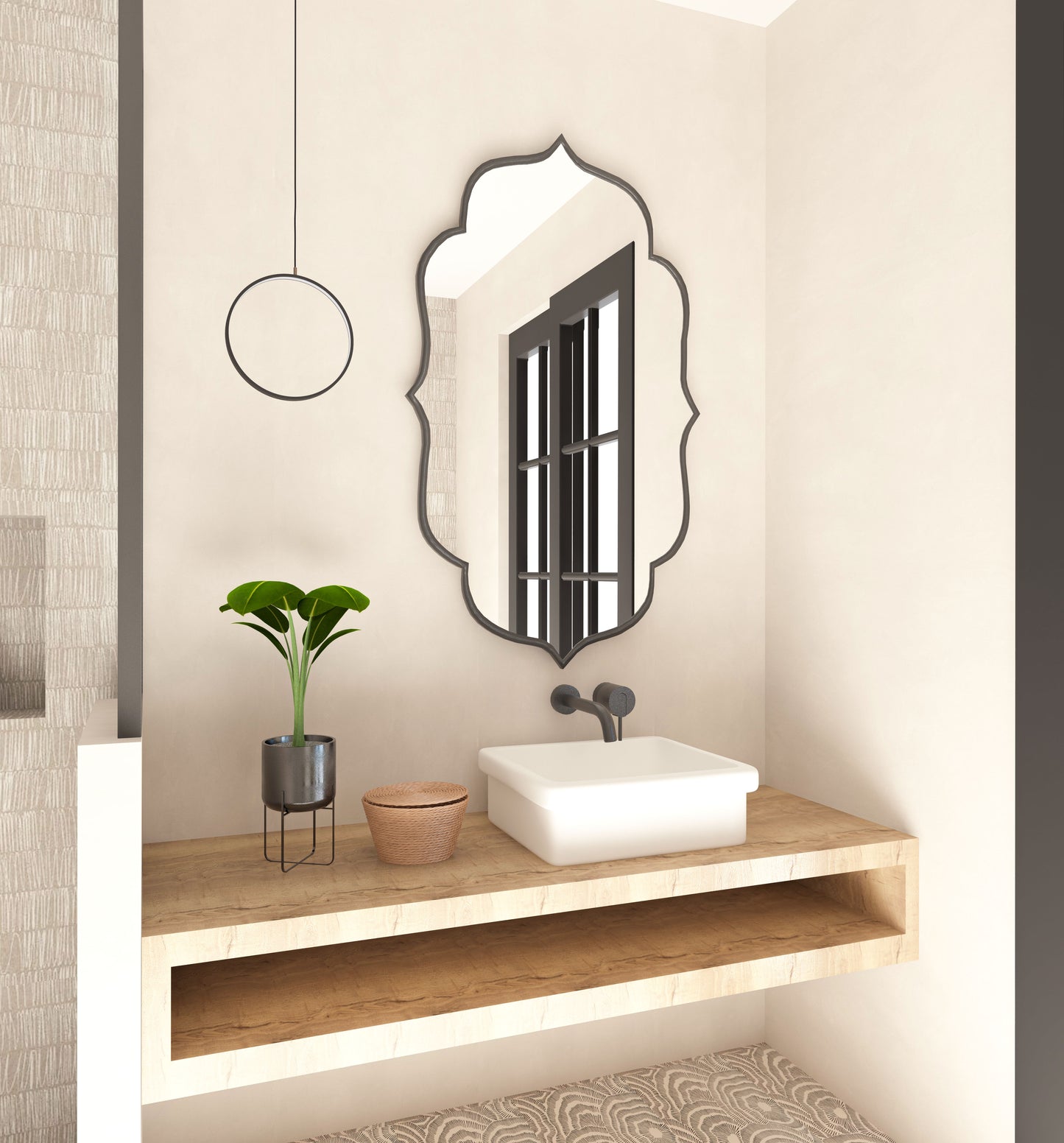 Riva Flower Elegant Bathroom Mirror Asymmetrical Bedroom Mirror Irregular Home Mirror