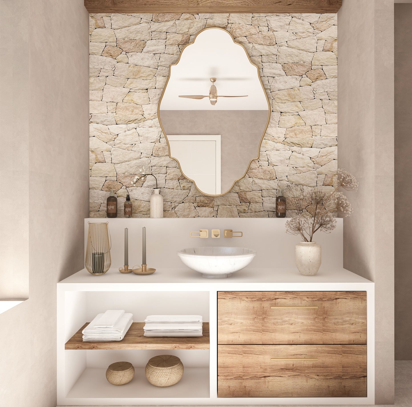 Lycia Asymmetrical Irregular Bedroom and Bathroom Unique Wall Mirror