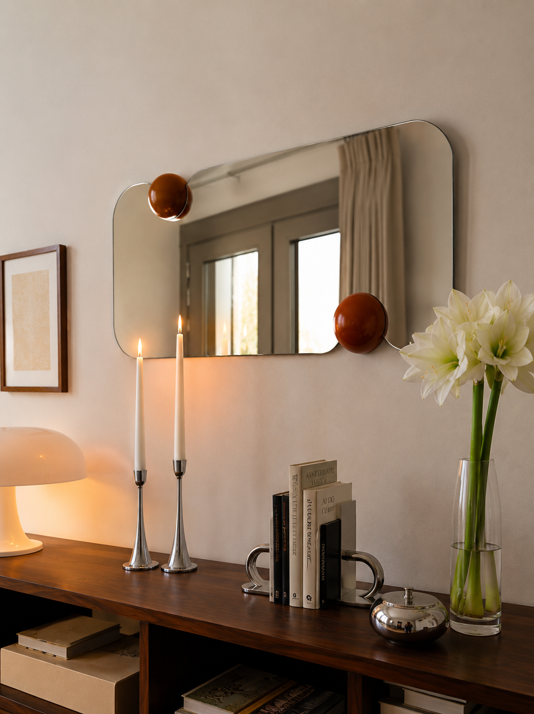 Sculptural Mid-Century Modern Wall Mirror