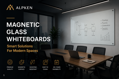 Premium Magnetic Glass Whiteboard | Frameless Tempered Dry Erase Board | Custom RAL Colors & Sizes