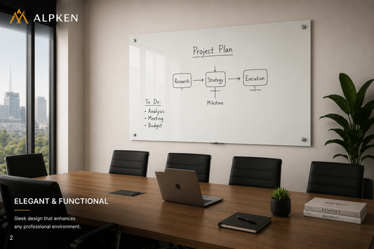 Premium Magnetic Glass Whiteboard | Frameless Tempered Dry Erase Board | Custom RAL Colors & Sizes