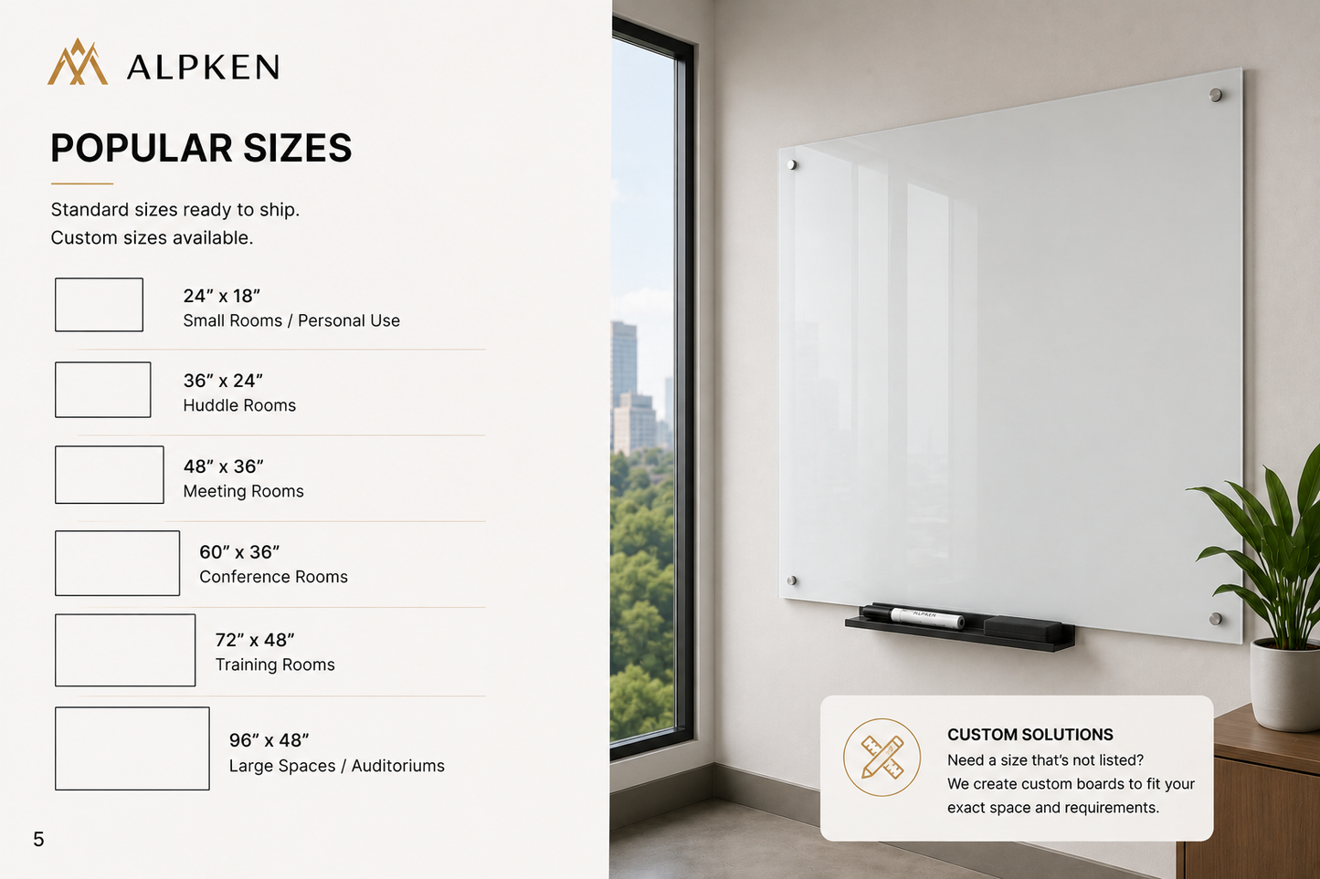 Premium Magnetic Glass Whiteboard | Frameless Tempered Dry Erase Board | Custom RAL Colors & Sizes