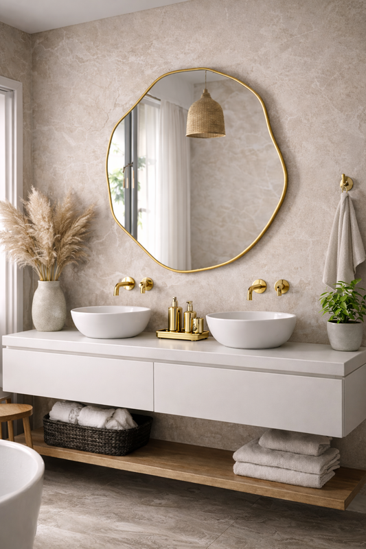 Kepez Asymmetrical Wall Mirror Irregular Design Organic Mirror