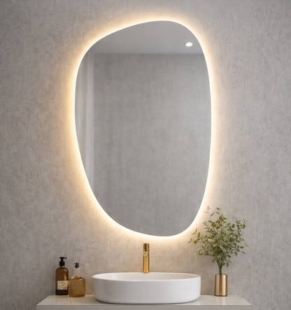 Loodo Asymmetrical Bathroom and Bedroom Wall LED Mirror