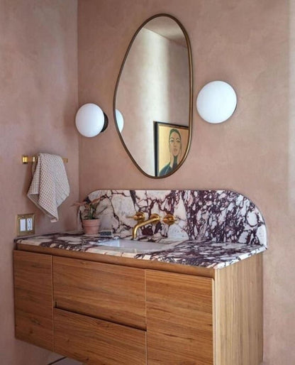 Soft Pebble Bathroom Asymmetrical Wall Mirror