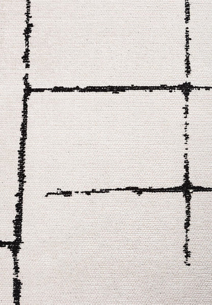 Black Thin Striped Cream Rug