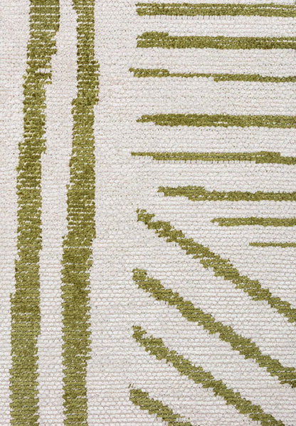 Green Meadow Patterned White Rug