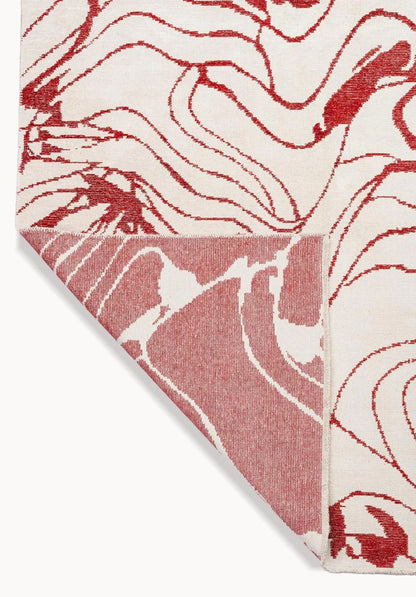 Red Motif Cream Rug