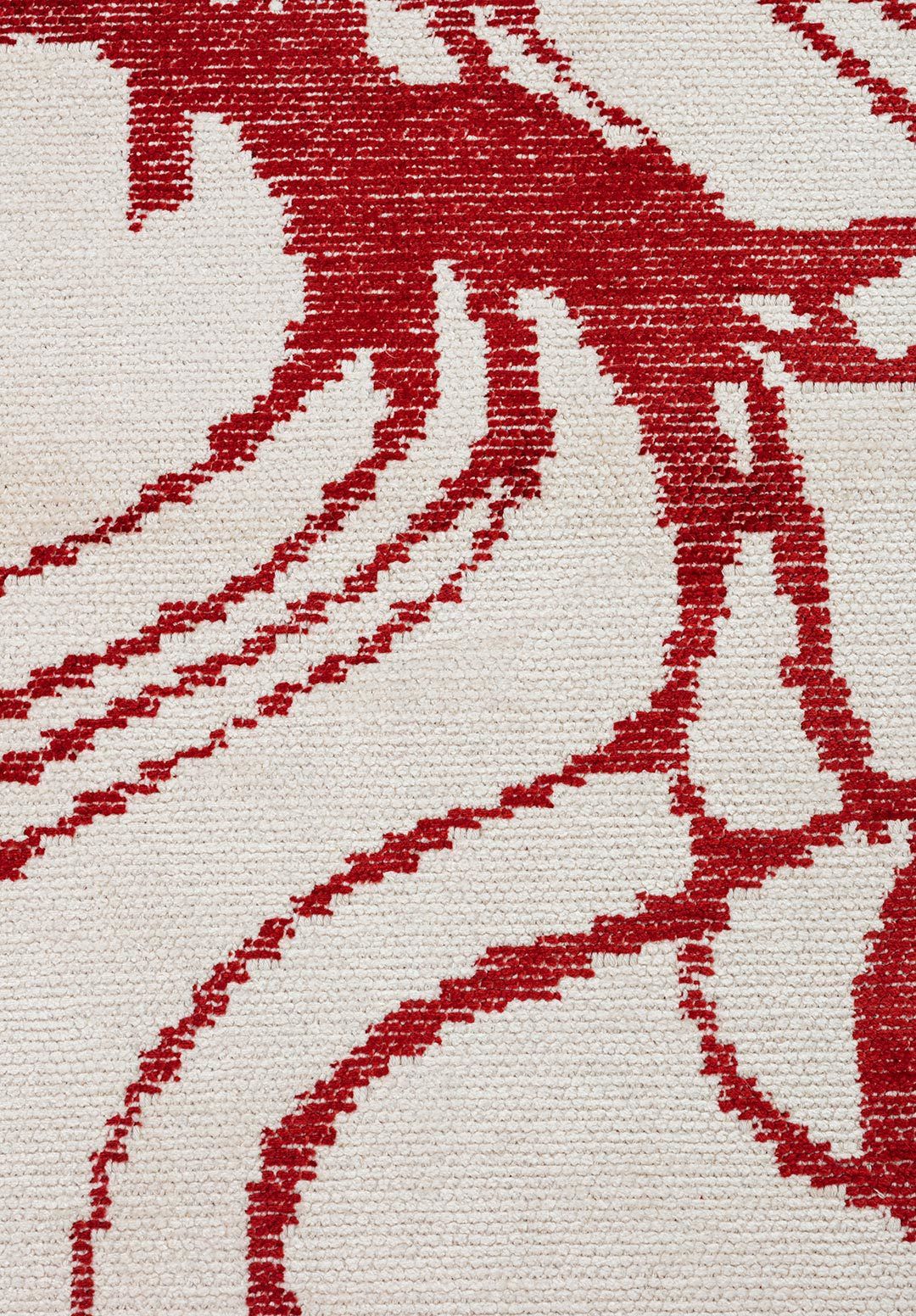 Red Motif Cream Rug