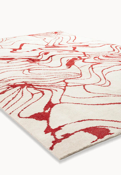 Red Motif Cream Rug