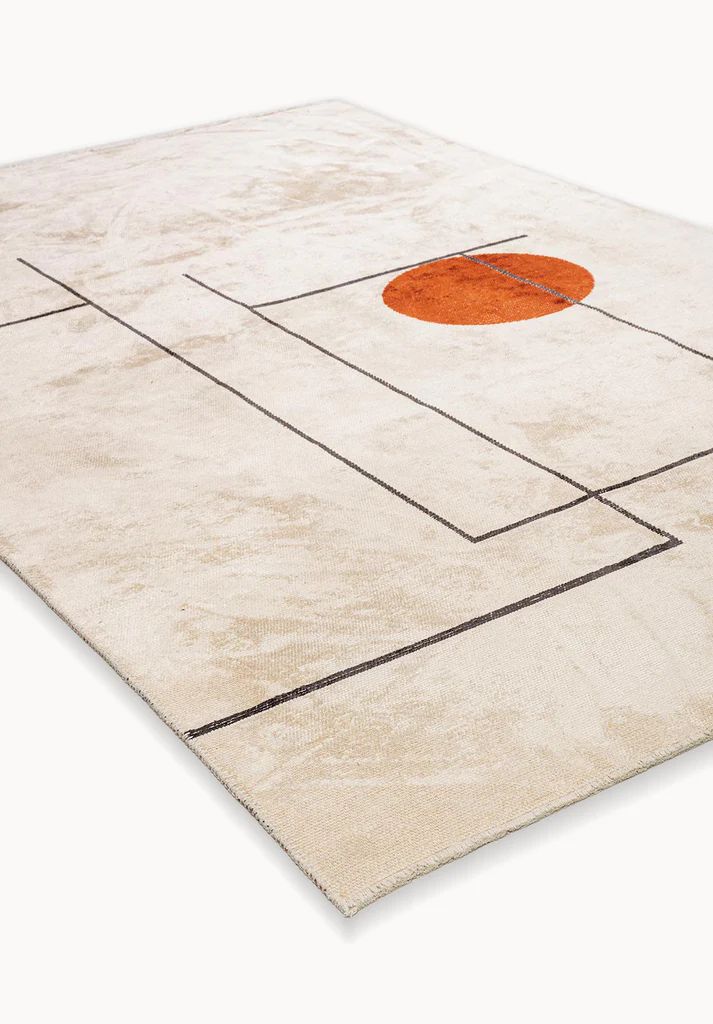 Orange Medallion Cream Rug