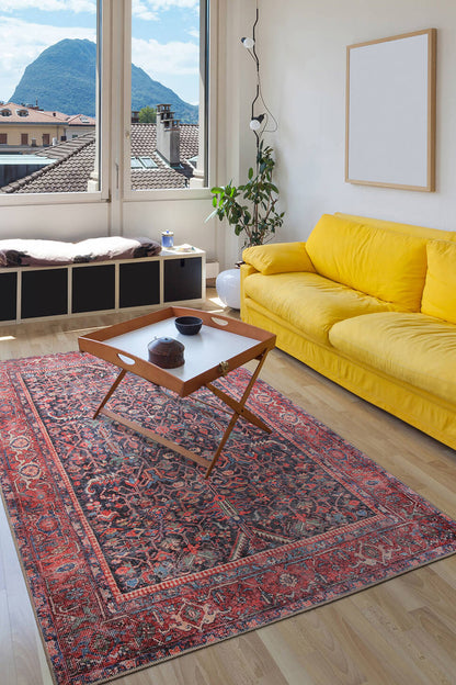 Blues and Red Vintage Rug