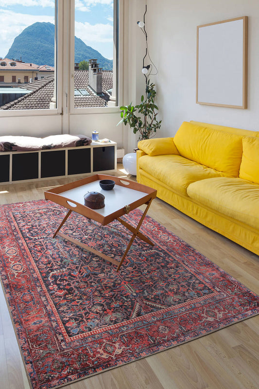 Blues and Red Vintage Rug