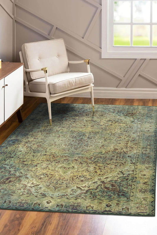 Blue and Green Vintage Rug