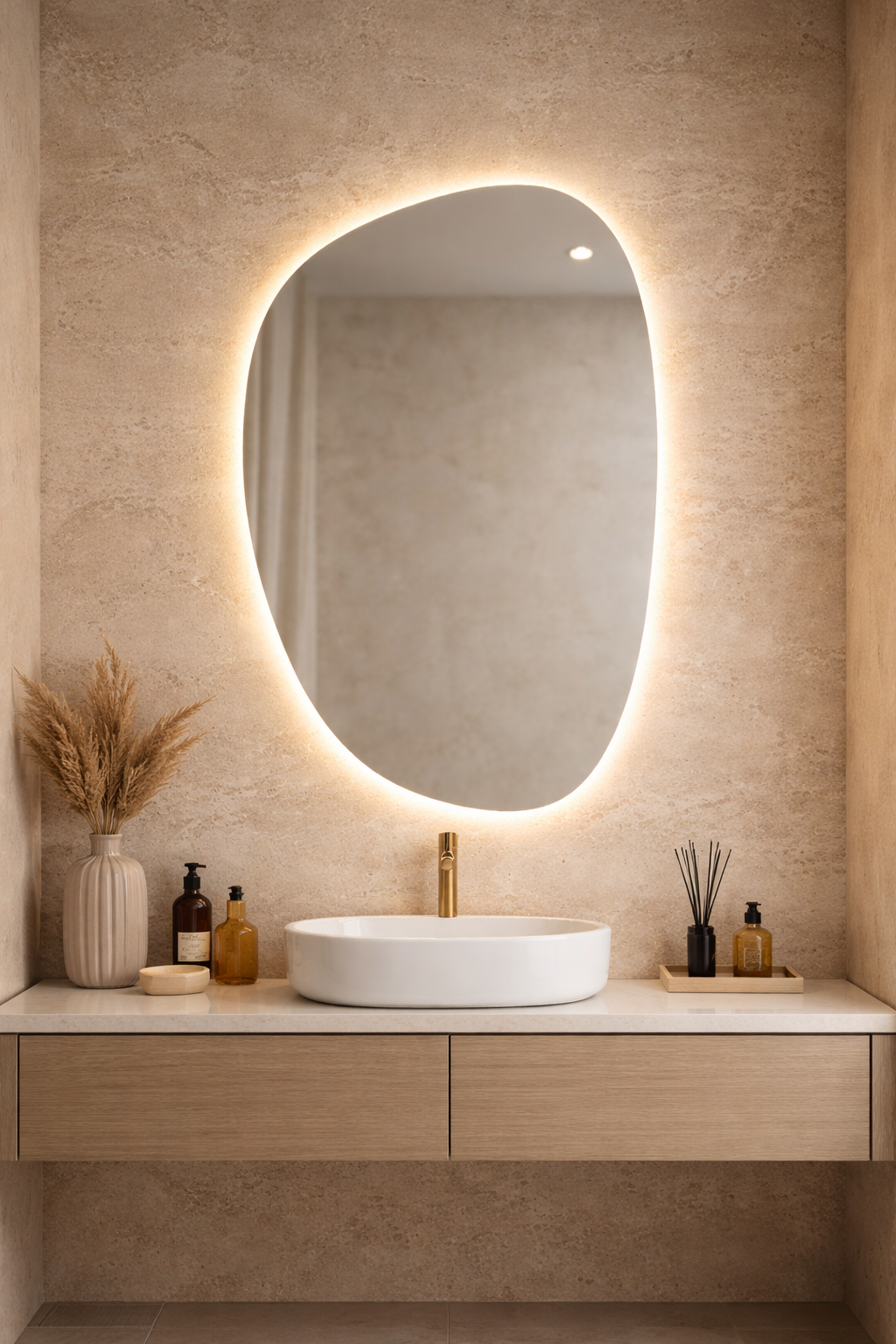 Loodo Asymmetrical Bathroom and Bedroom Wall LED Mirror