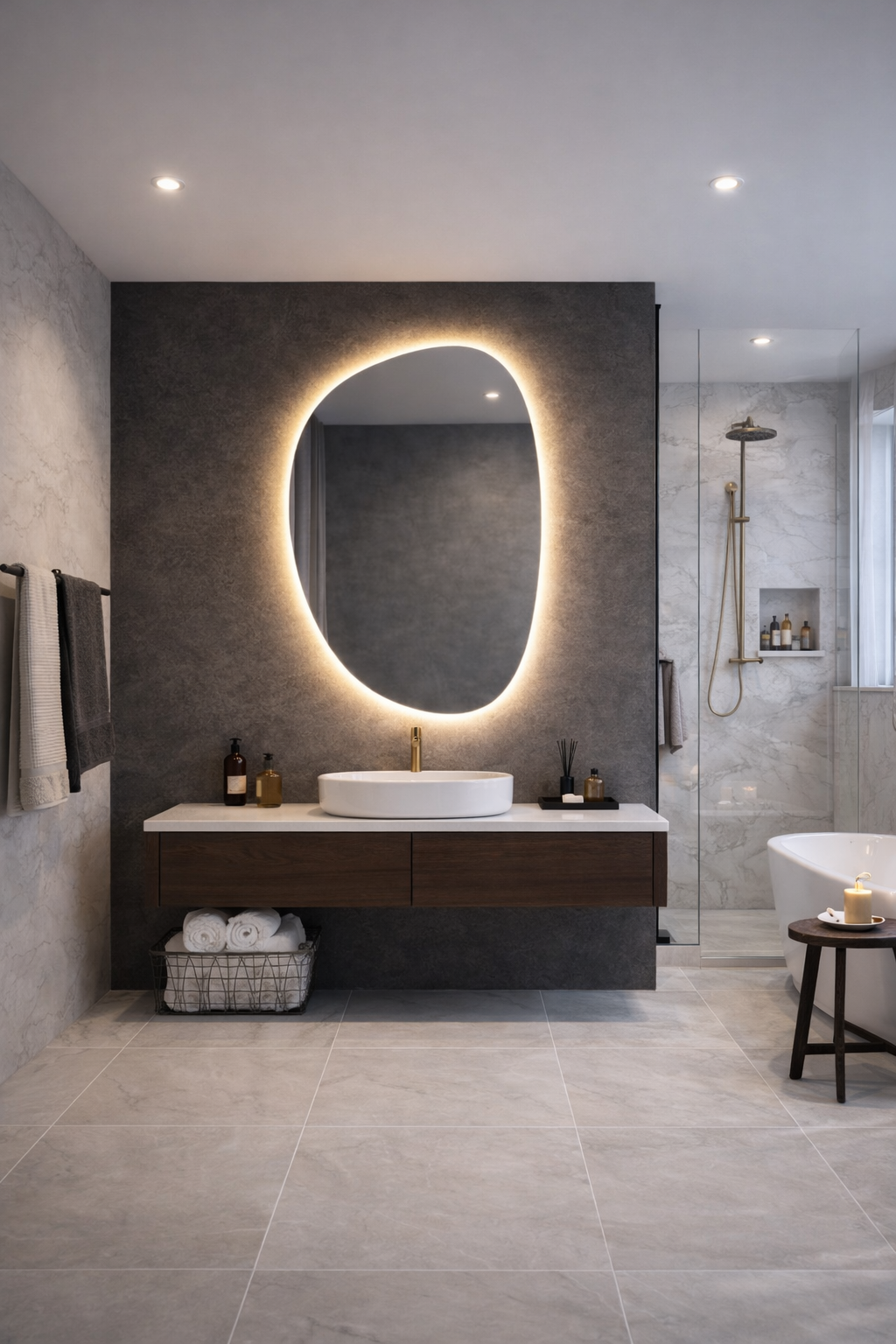 Loodo Asymmetrical Bathroom and Bedroom Wall LED Mirror