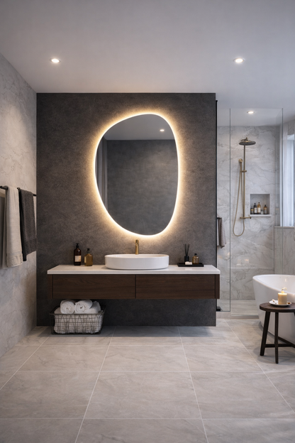Loodo Asymmetrical Bathroom and Bedroom Wall LED Mirror