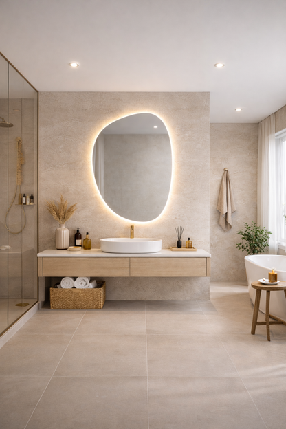 Loodo Asymmetrical Bathroom and Bedroom Wall LED Mirror