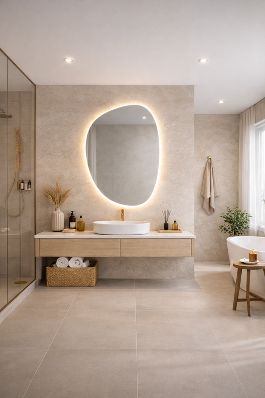 Loodo Asymmetrical Bathroom and Bedroom Wall LED Mirror