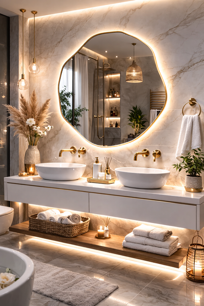 Kepez Asymmetrical Wall Mirror Irregular Design Organic Mirror