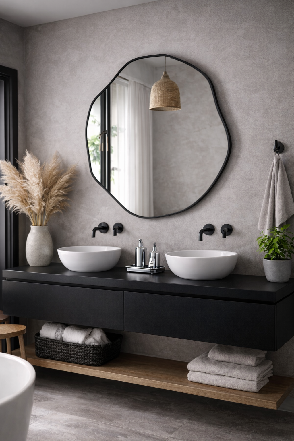 Kepez Asymmetrical Wall Mirror Irregular Design Organic Mirror