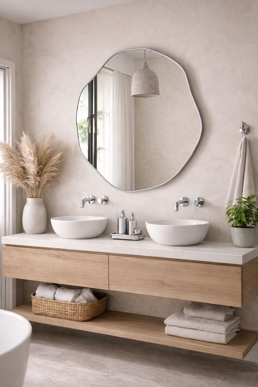 Kepez Asymmetrical Wall Mirror Irregular Design Organic Mirror