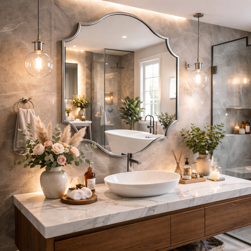 Lefke Asymmetrical Mirror - Handmade Irregular Wall Mirror