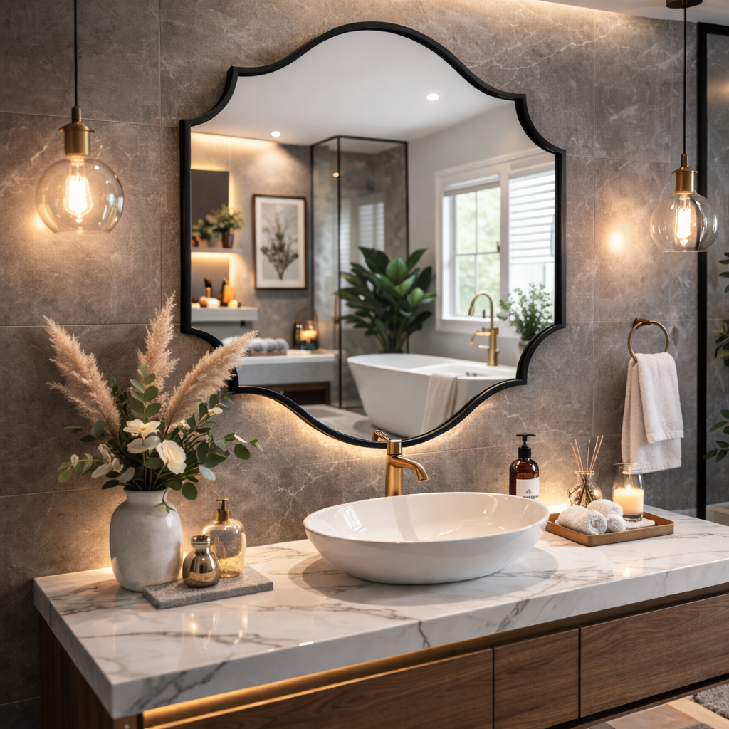 Lefke Asymmetrical Mirror - Handmade Irregular Wall Mirror