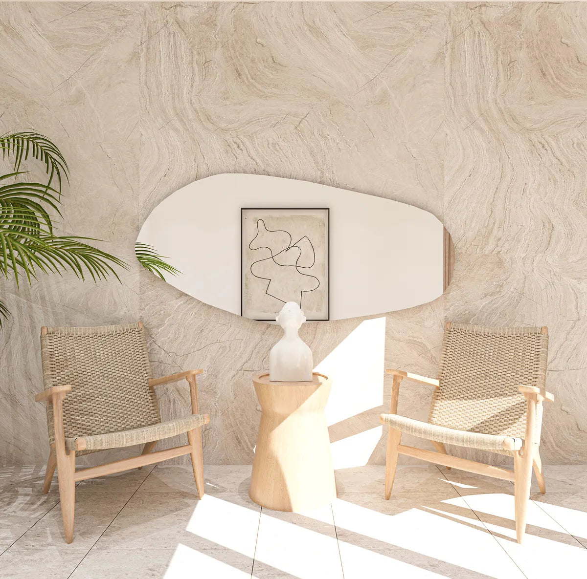 Biga Asymmetrical Irregular Bathroom and Bedroom Wall Mirror