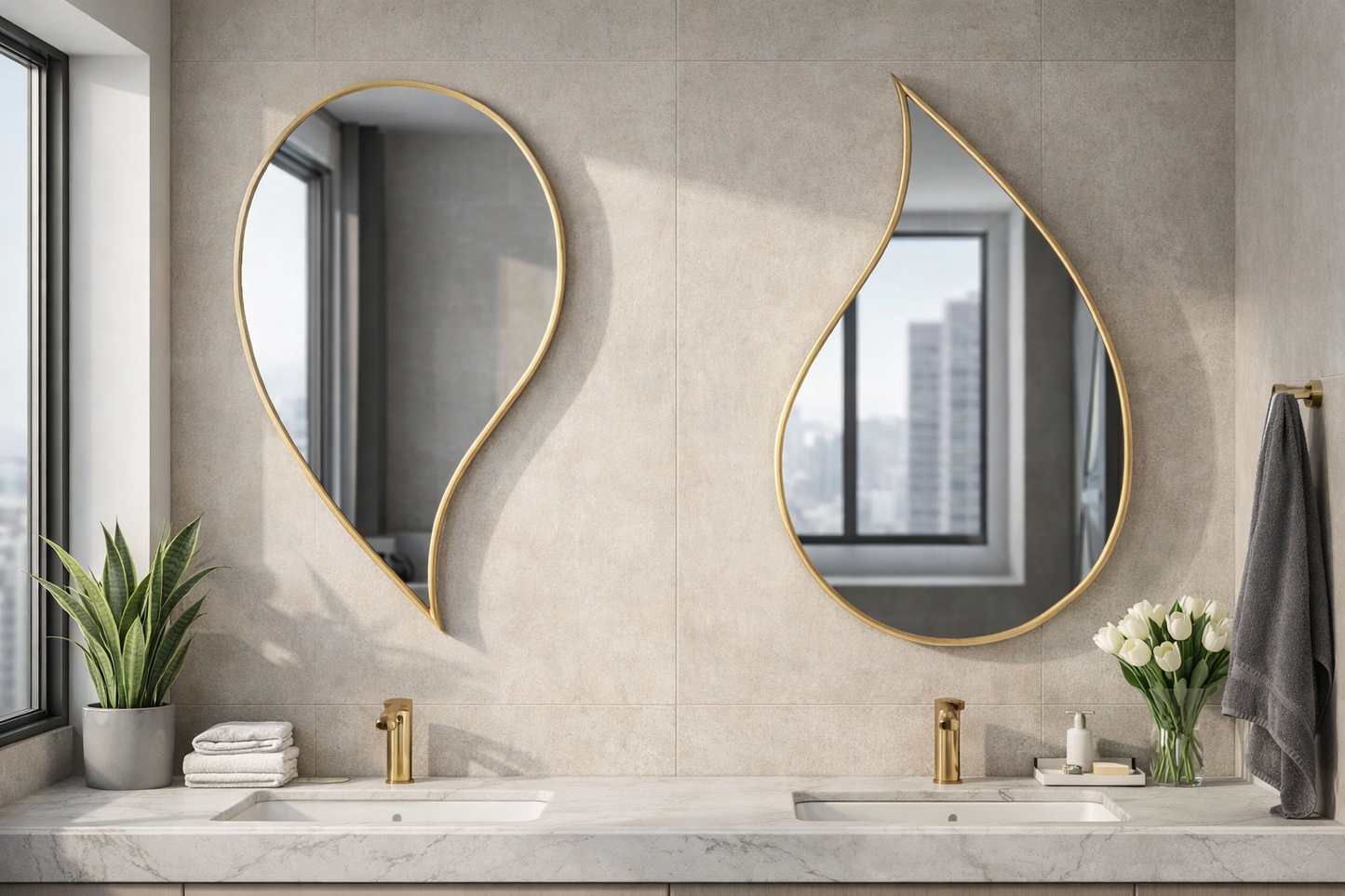 RainDrop Asymmetrical Mirror - Organic Irregular Wall Mirror