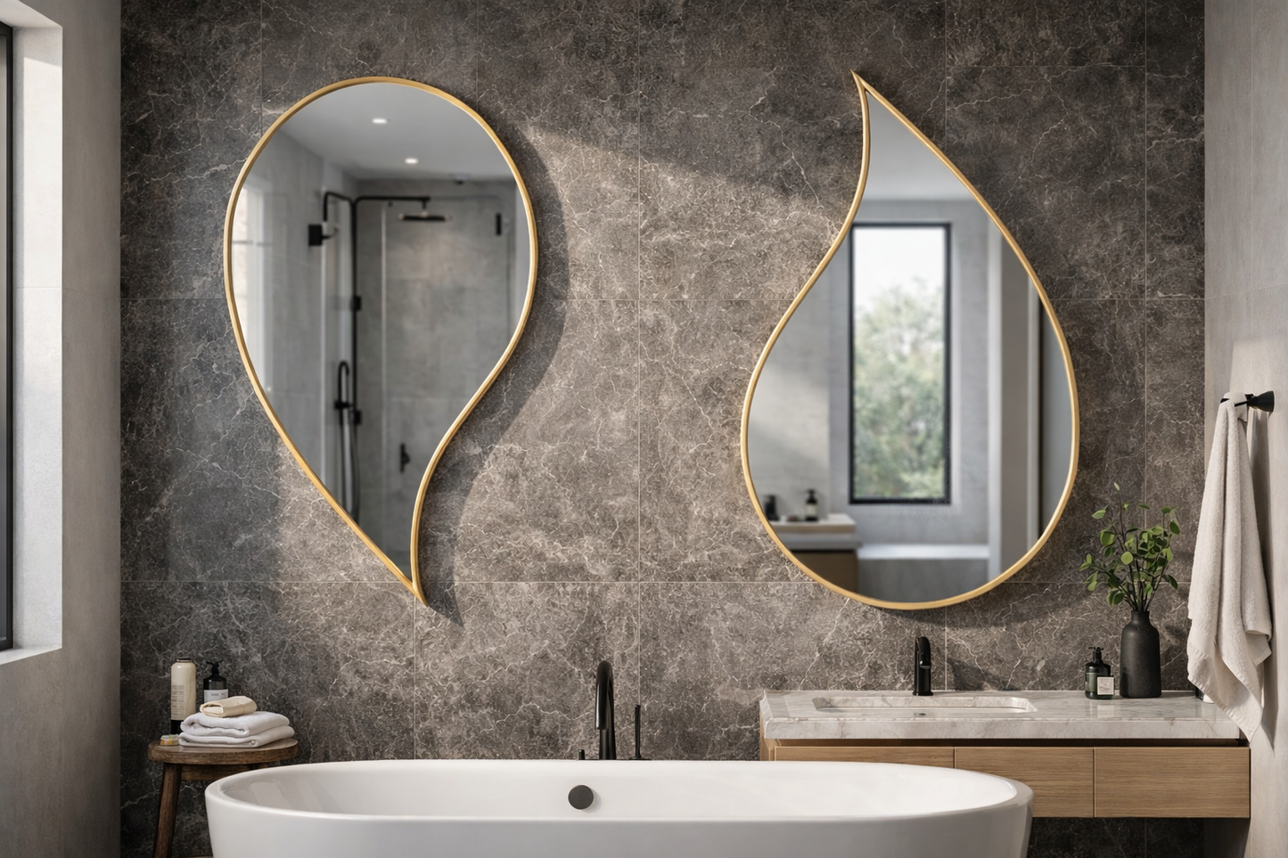 RainDrop Asymmetrical Mirror - Organic Irregular Wall Mirror