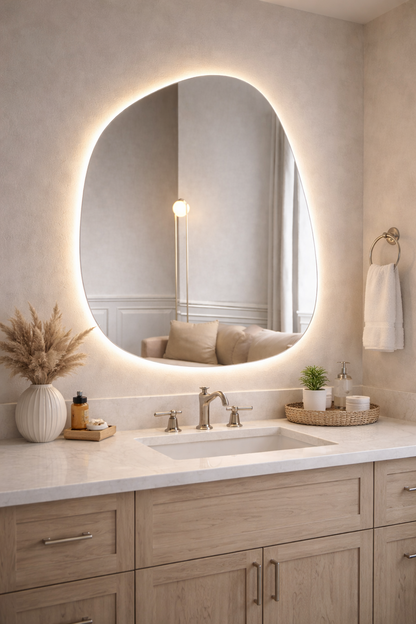 Wide Irregular Mirror - Handmade Asymmetrical Wall Mirror